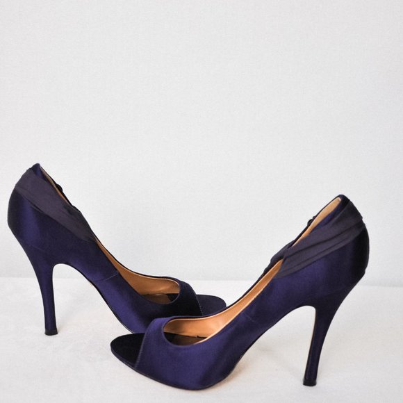 Badgley Mishka Purple Satin High Heels - Picture 9 of 12